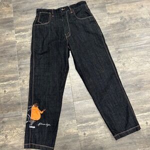 Vintage Platinum Fubu‎ Fat Albert Jeans y2k Men Size 36x34 Embroidered Hip Hop